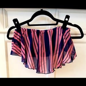 Pink & blue striped bandeau top